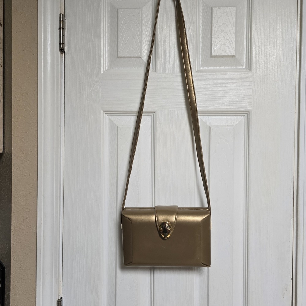 Modern Ande Soft Leather Crossbody Shoulder Bag Gold Excellent Condition Vintage - Picture 2 of 10